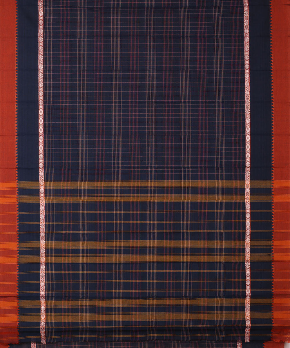 Navy blue handwoven narayanapet cotton saree