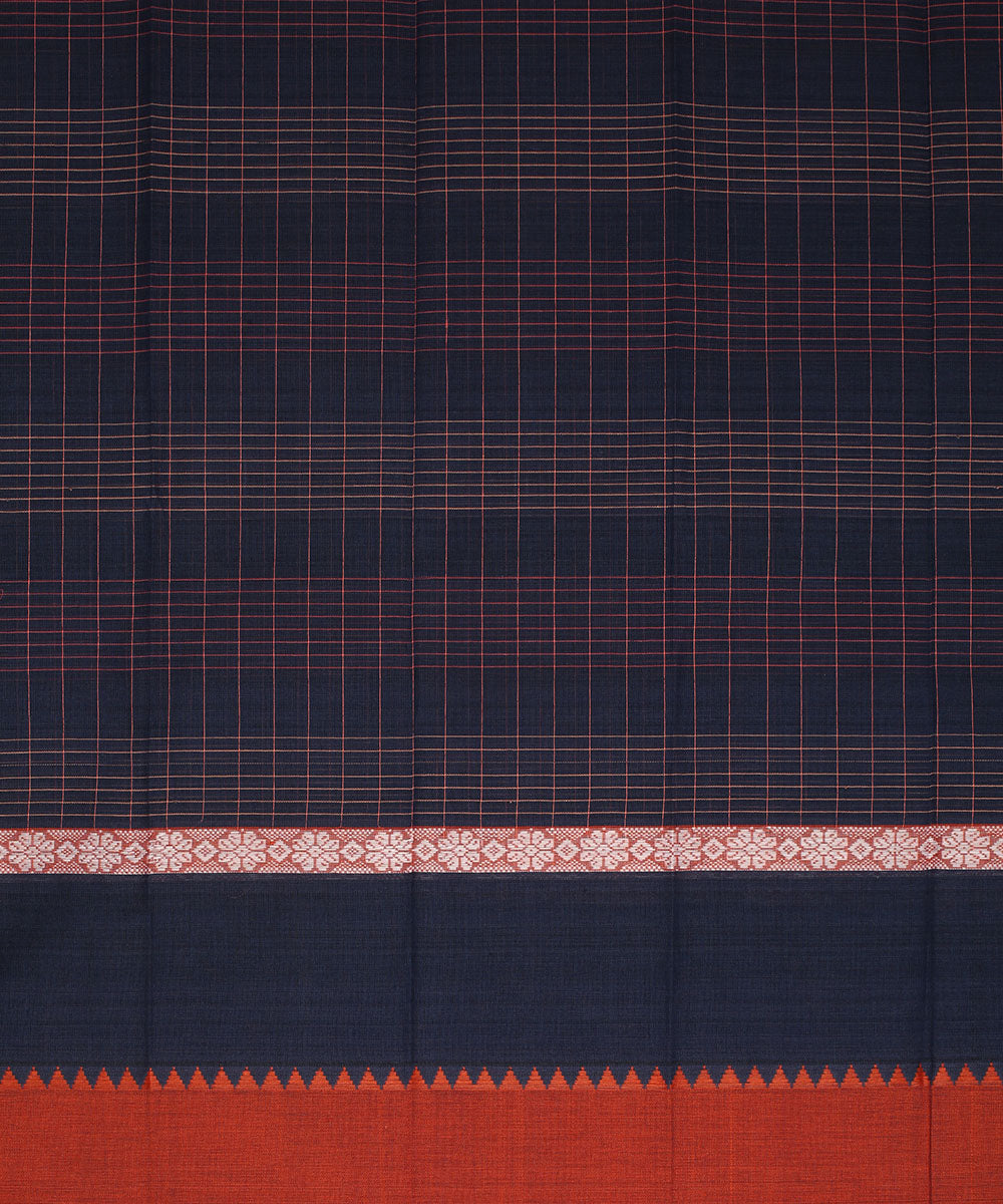 Navy blue handwoven narayanapet cotton saree