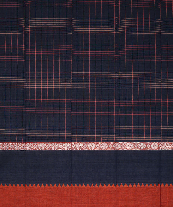 Navy blue handwoven narayanapet cotton saree