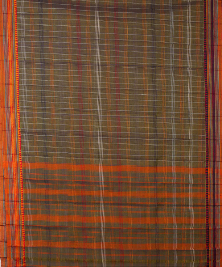 Grey orange handwoven narayanapet cotton saree