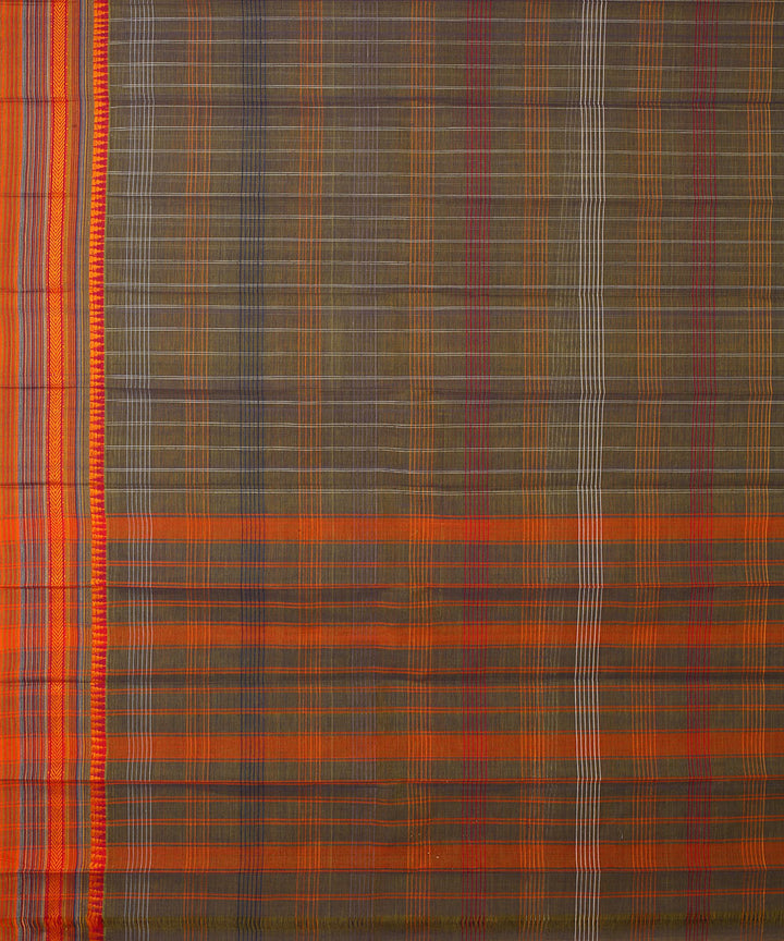 Grey orange handwoven narayanapet cotton saree