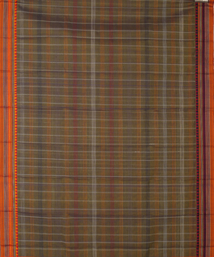 Grey orange handwoven narayanapet cotton saree