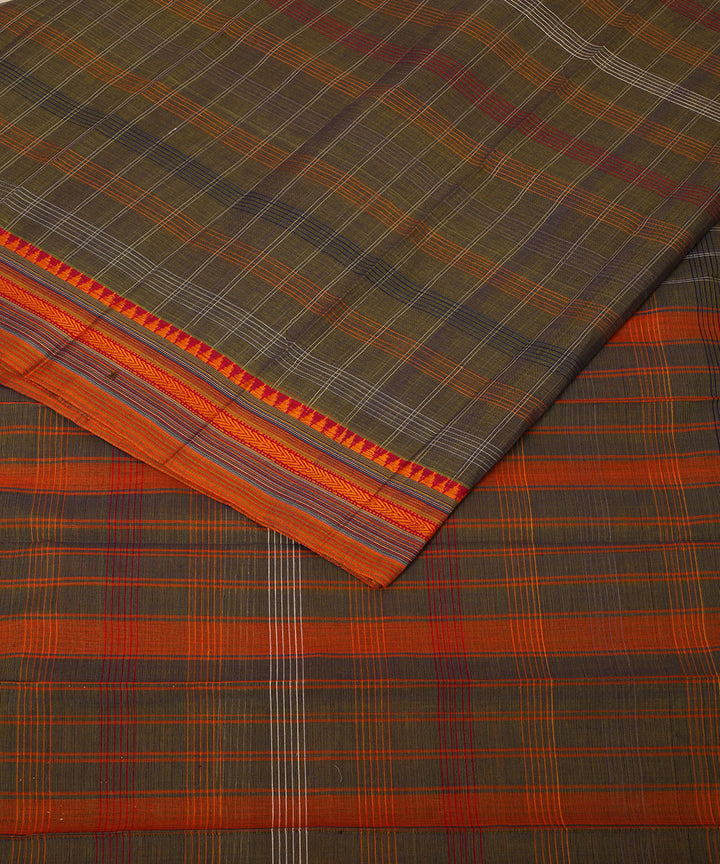 Grey orange handwoven narayanapet cotton saree