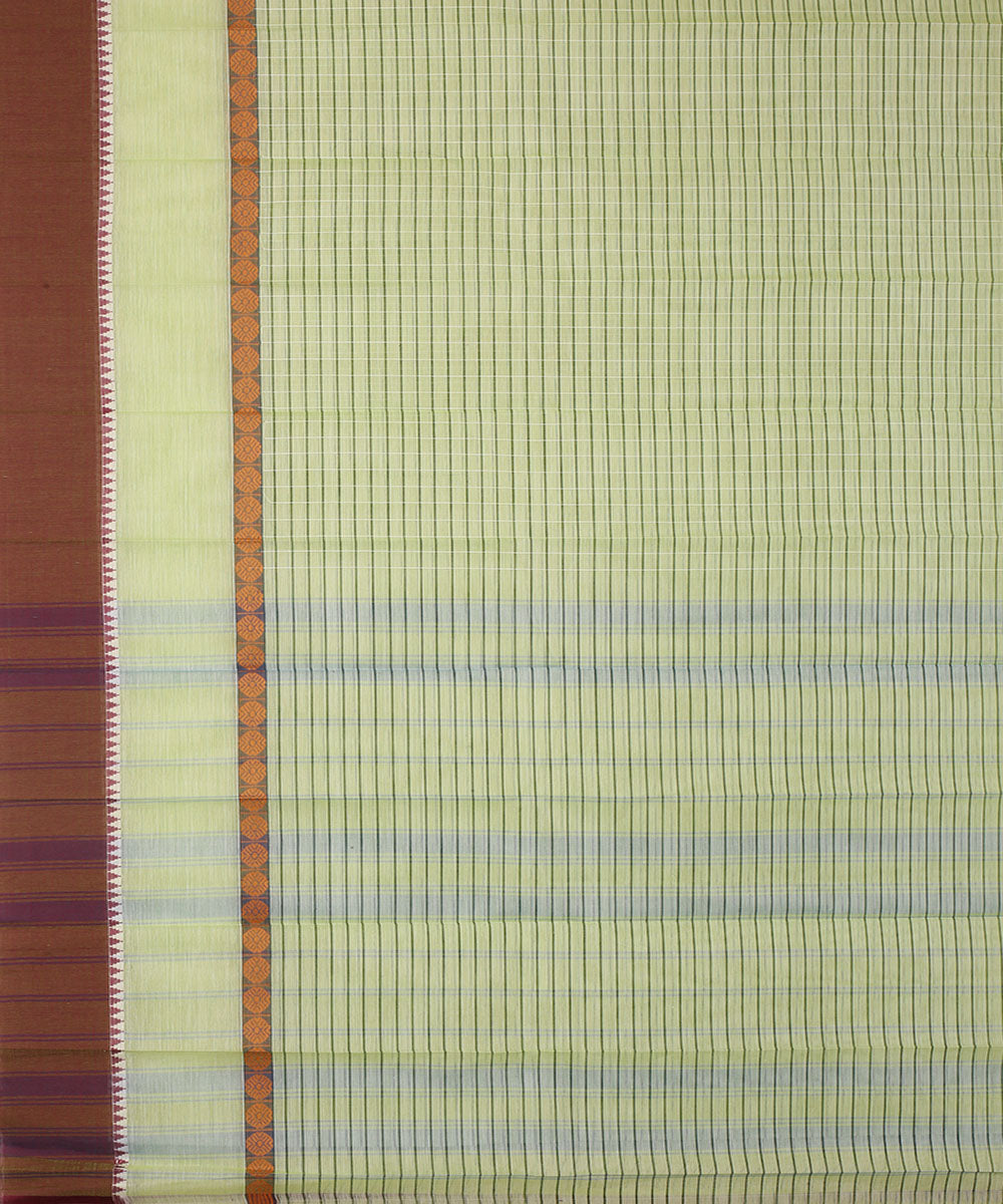 Light green handwoven cotton narayanapet saree