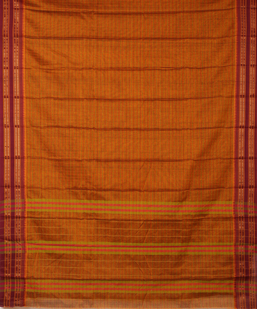 Brown handwoven narayanapet cotton saree