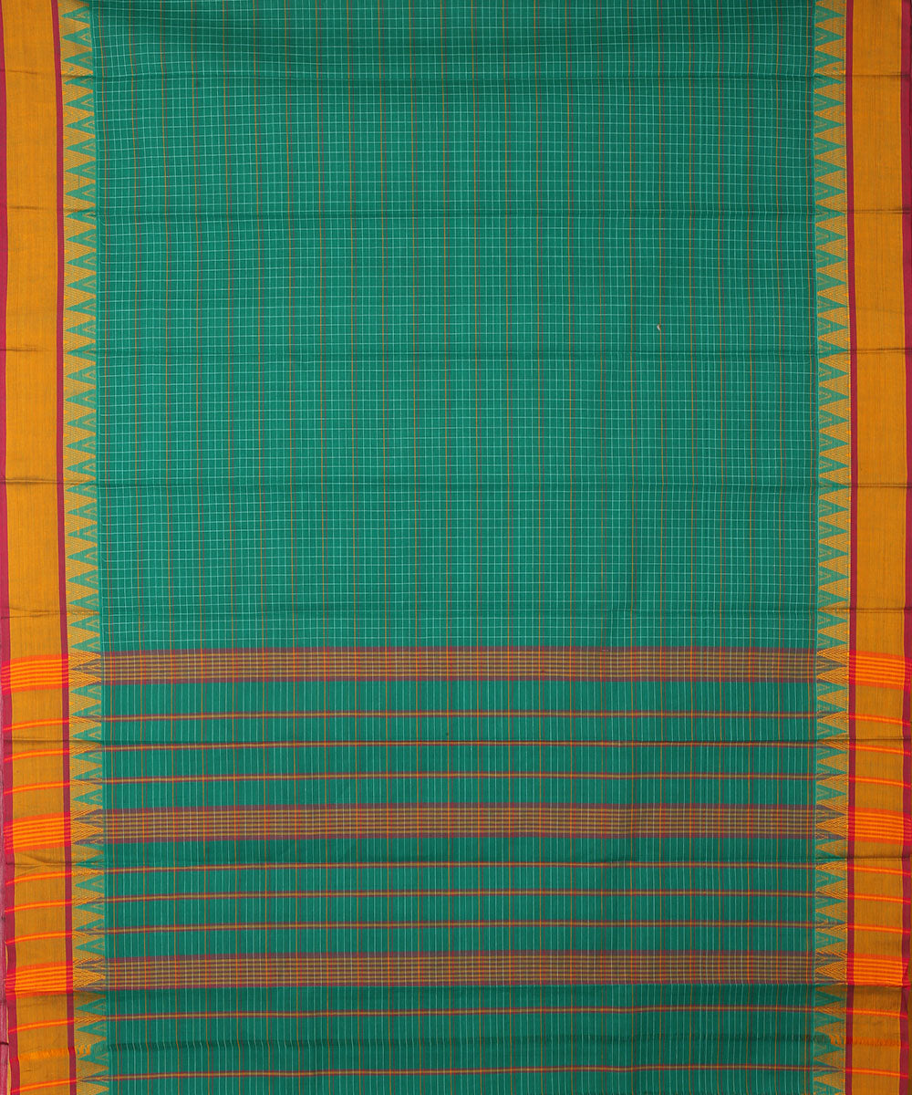 Dark green handwoven narayanapet cotton saree