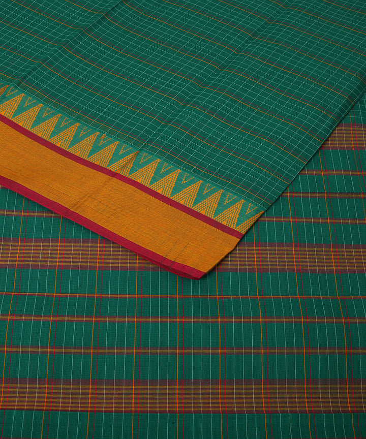 Dark green handwoven narayanapet cotton saree