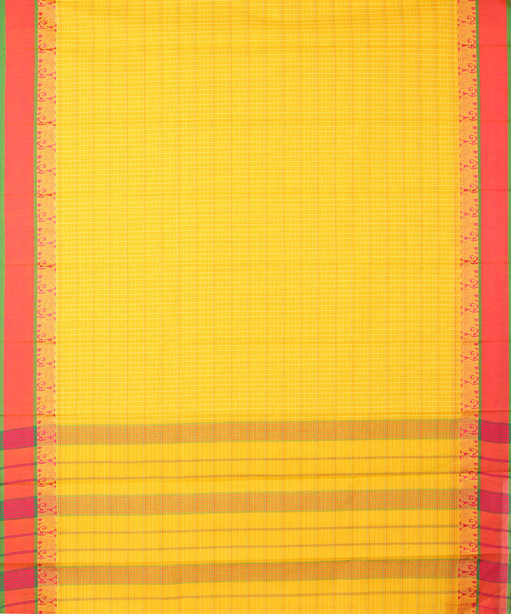 Yellow handwoven narayanapet cotton saree