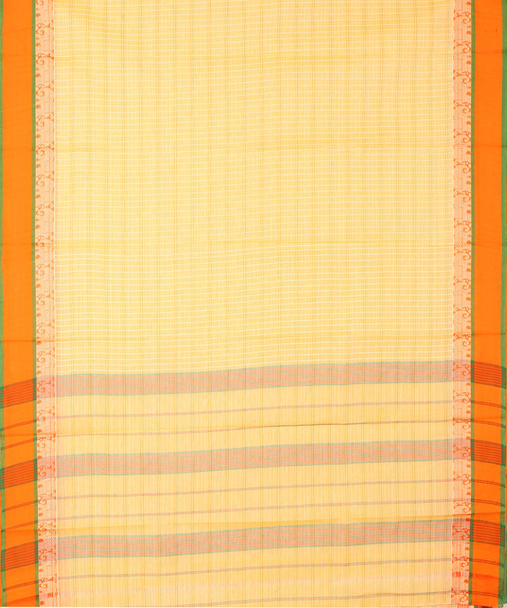 Yellow light handwoven narayanapet cotton saree