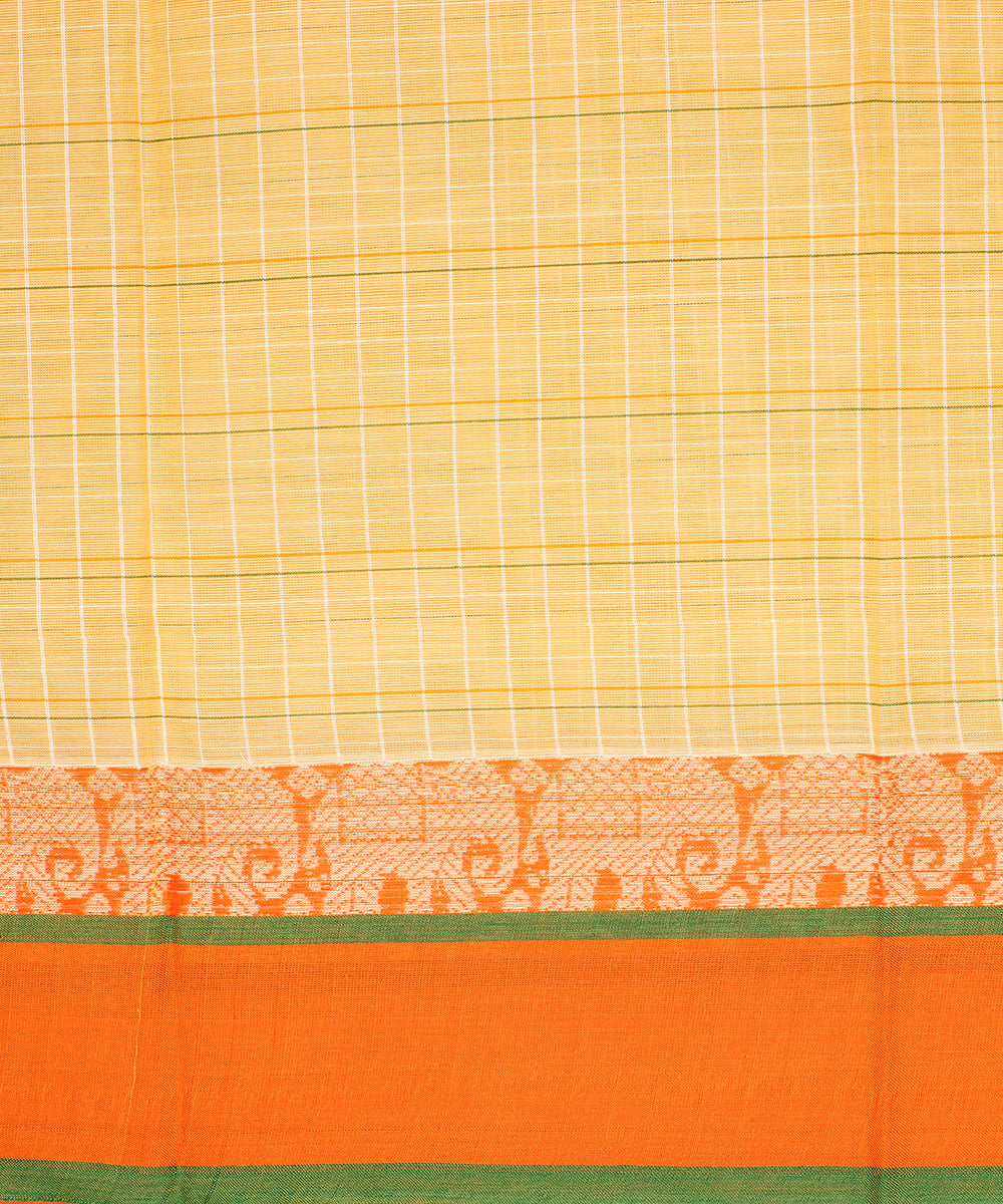 Yellow light handwoven narayanapet cotton saree