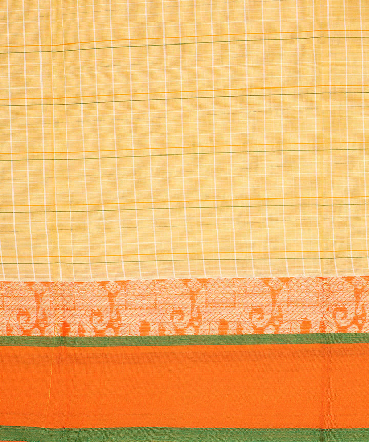 Yellow light handwoven narayanapet cotton saree