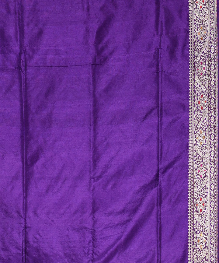Purple silver silk handwoven banarasi saree