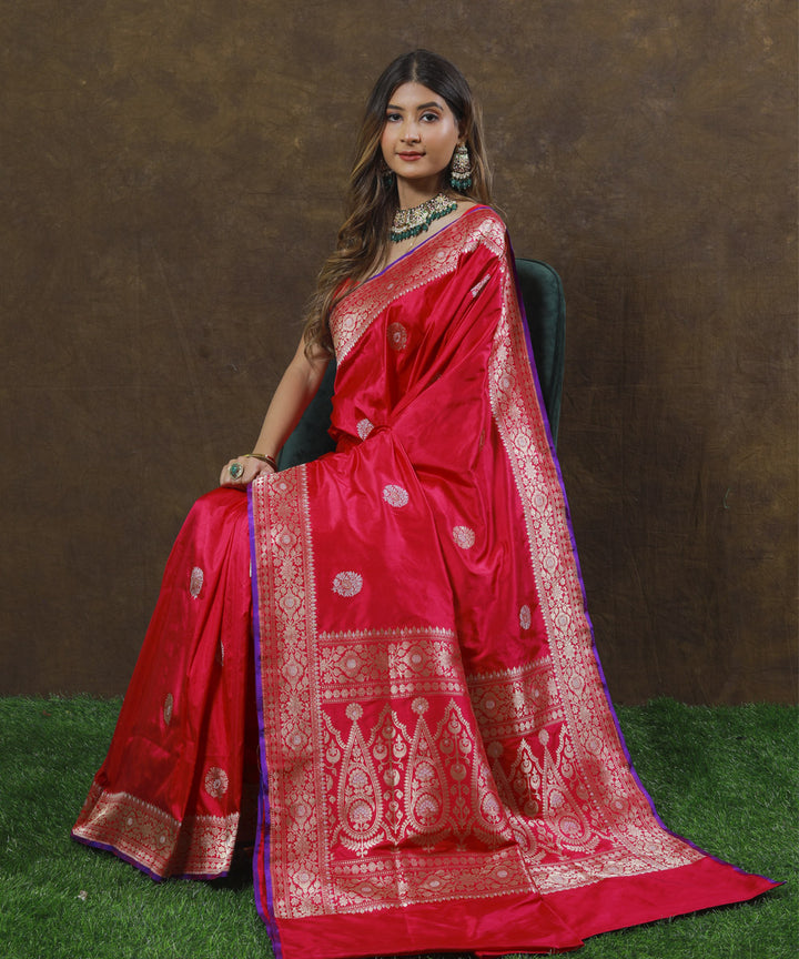 Red handwoven silk banarasi saree