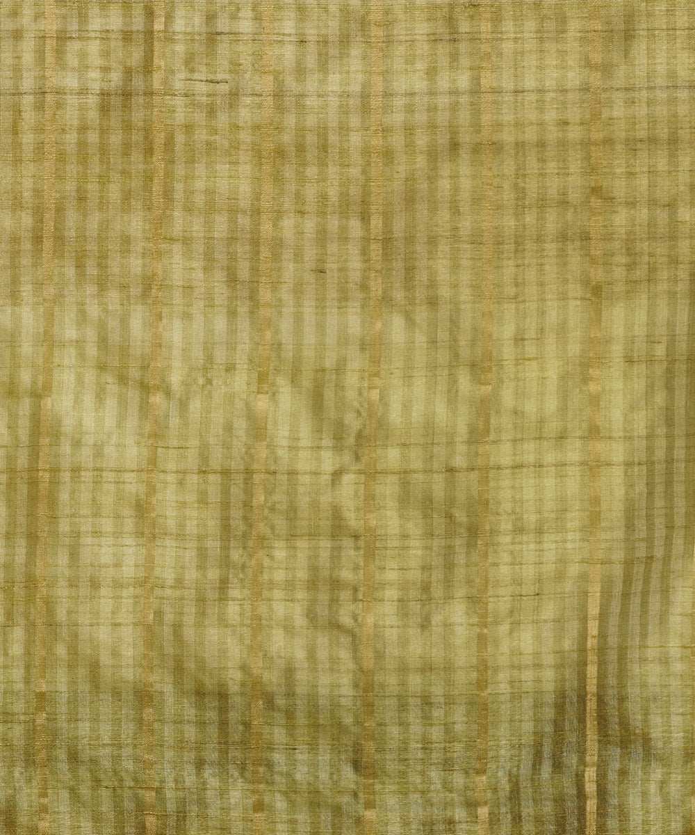 Olive green tussar silk hand woven chhattisgarh kosa saree