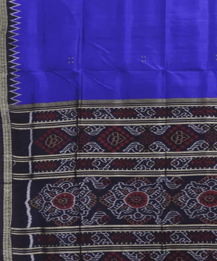 Indigo blue black silk handwoven khandua saree