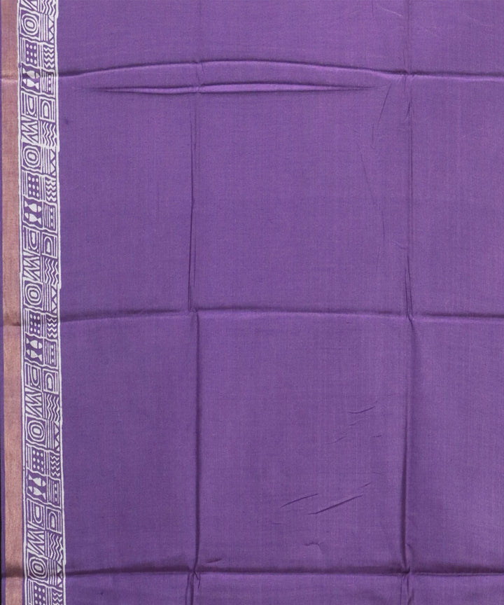 Dark lavender temple border tussar silk handwoven odisha ikat saree