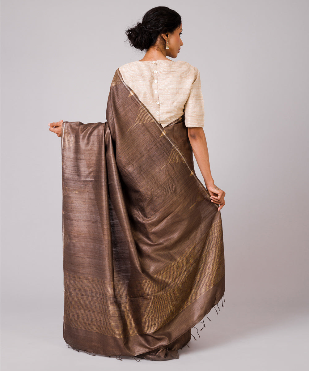 Coffee brown kosa handloom chhattisgarh silk saree