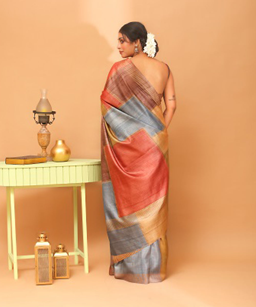 Multicolor chhattisgarh tussar silk handloom saree