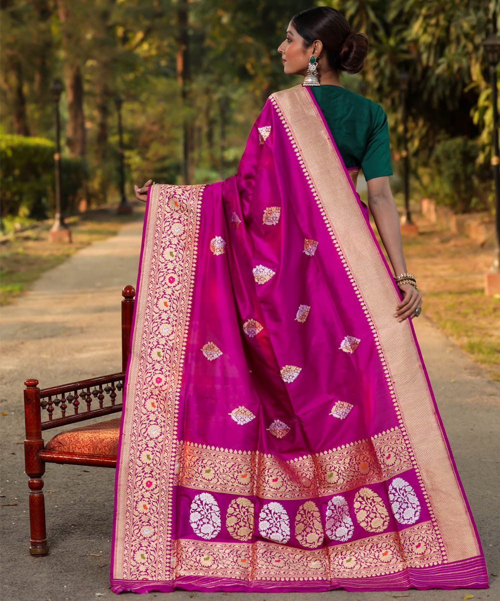 Purple silk handloom banarasi saree
