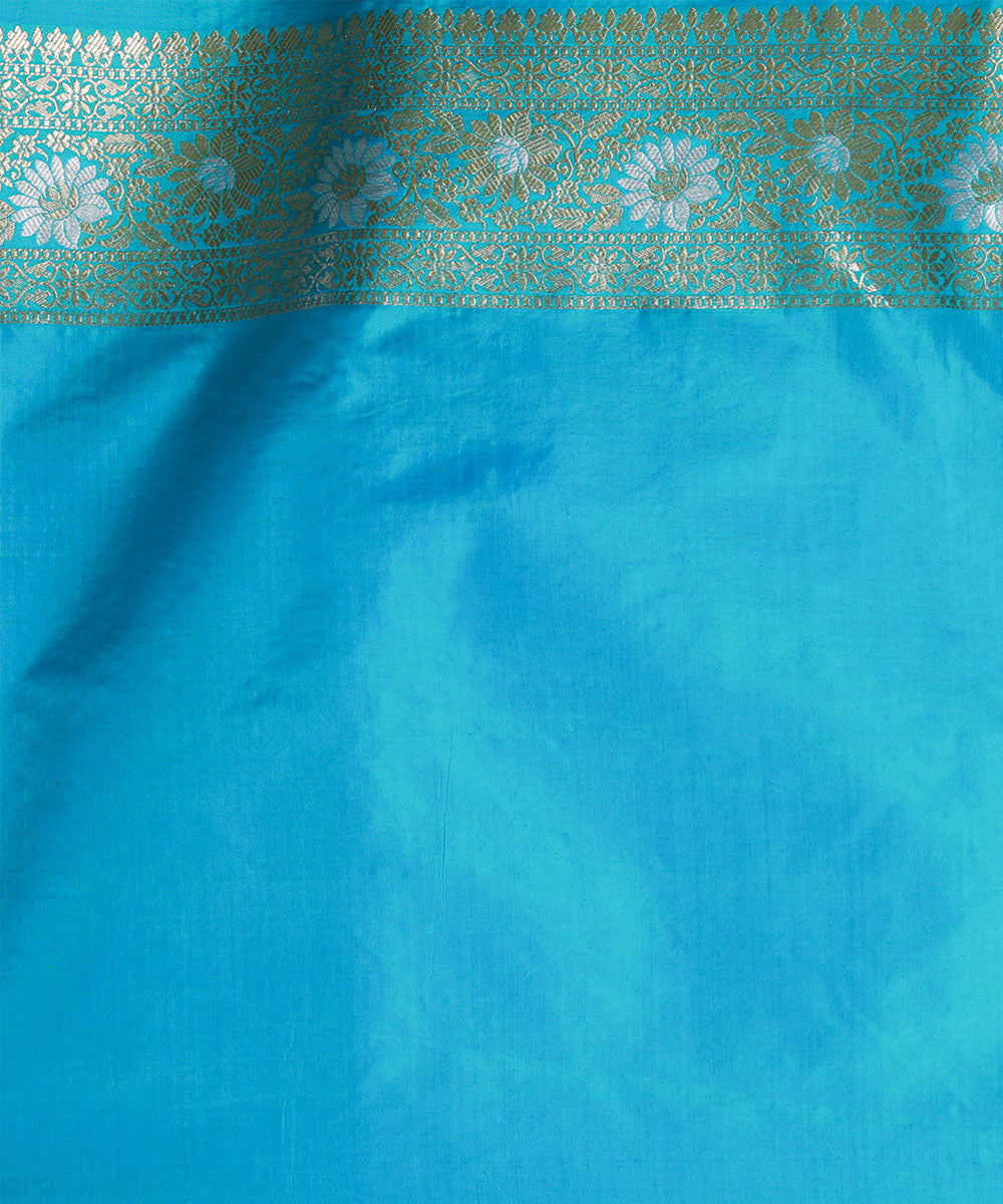 Sky blue jangla silk handwoven banarasi saree