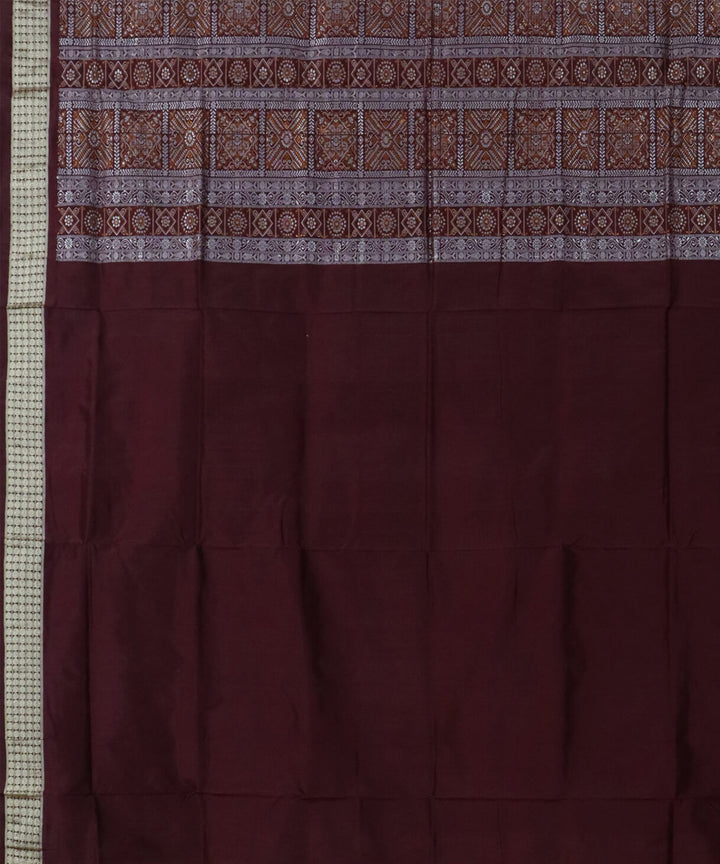 Off white dark brown silk handwoven bomkai saree