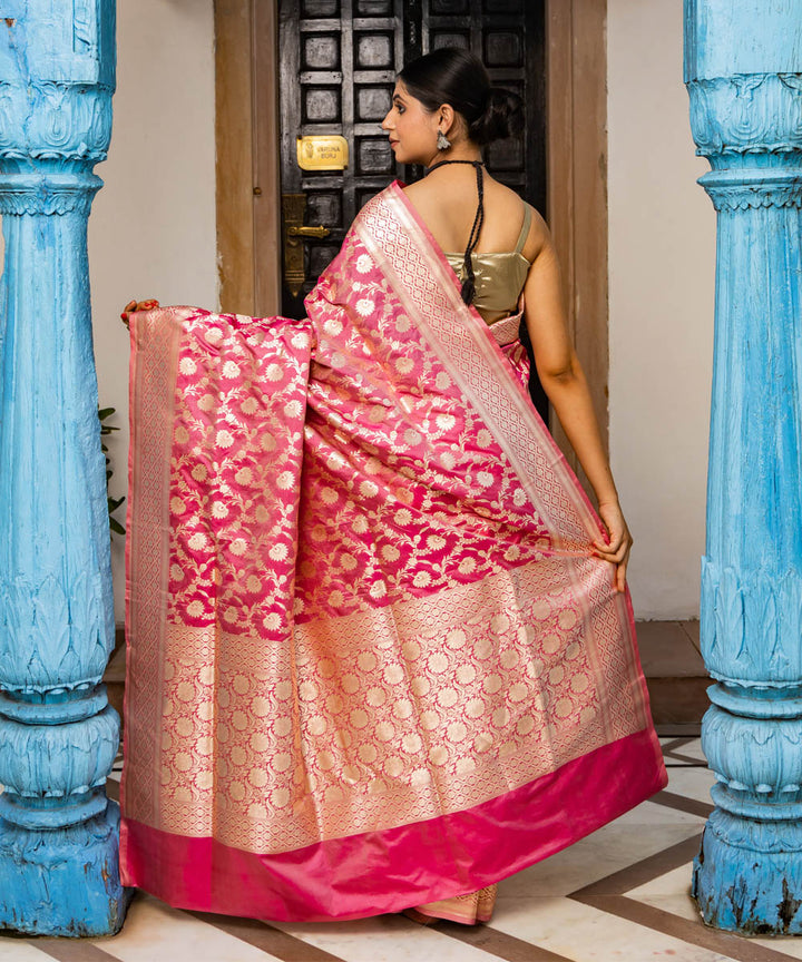 Pink handloom banarasi silk saree