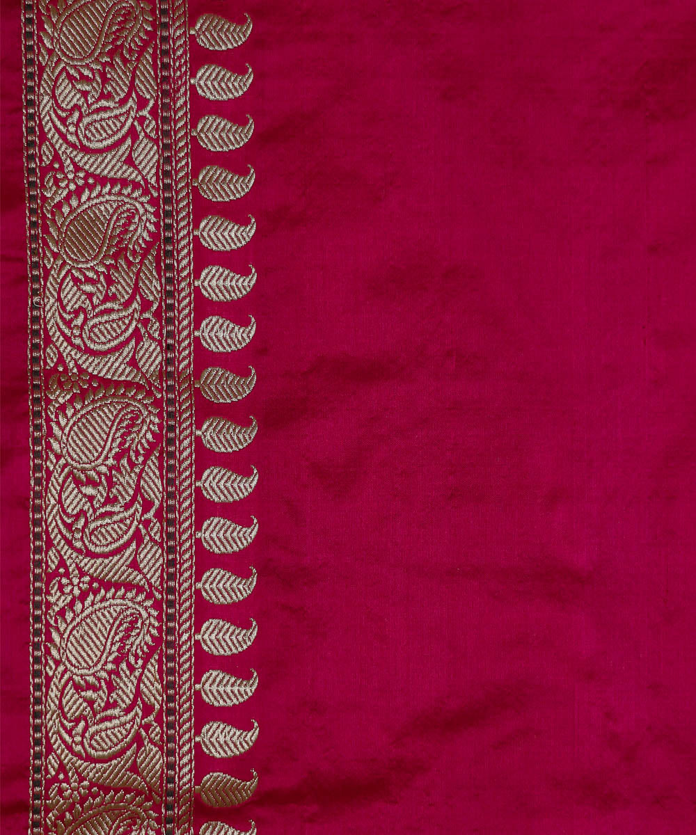 Rani pink booti silk handwoven banarasi saree