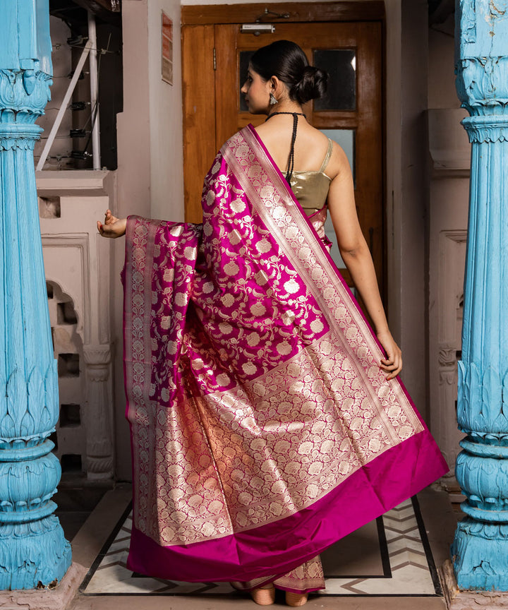 Purple handloom banarasi silk saree