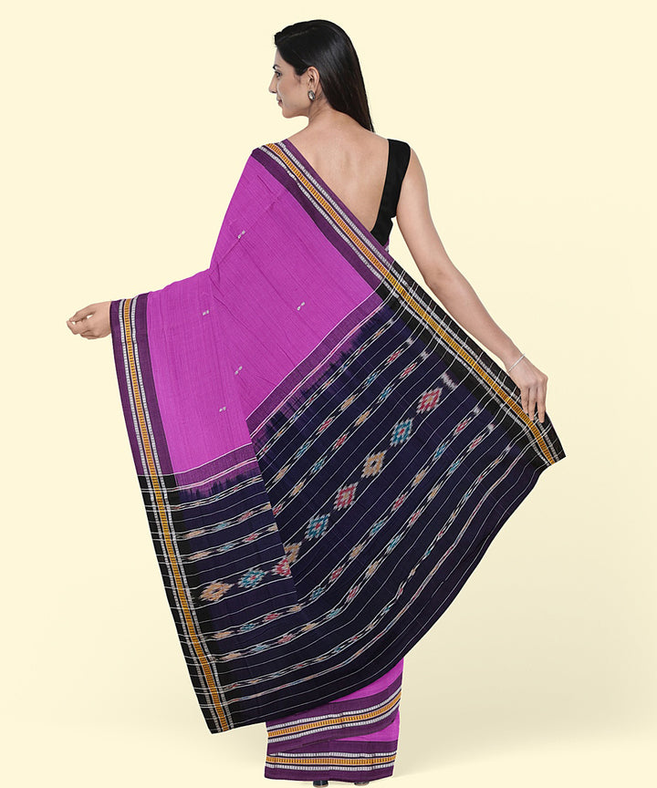 Purple blue cotton handwoven nuapatna saree