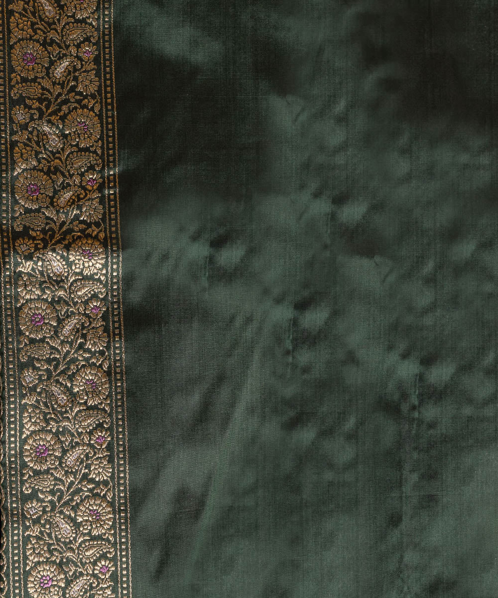 Dark green boota silk handwoven banarasi saree