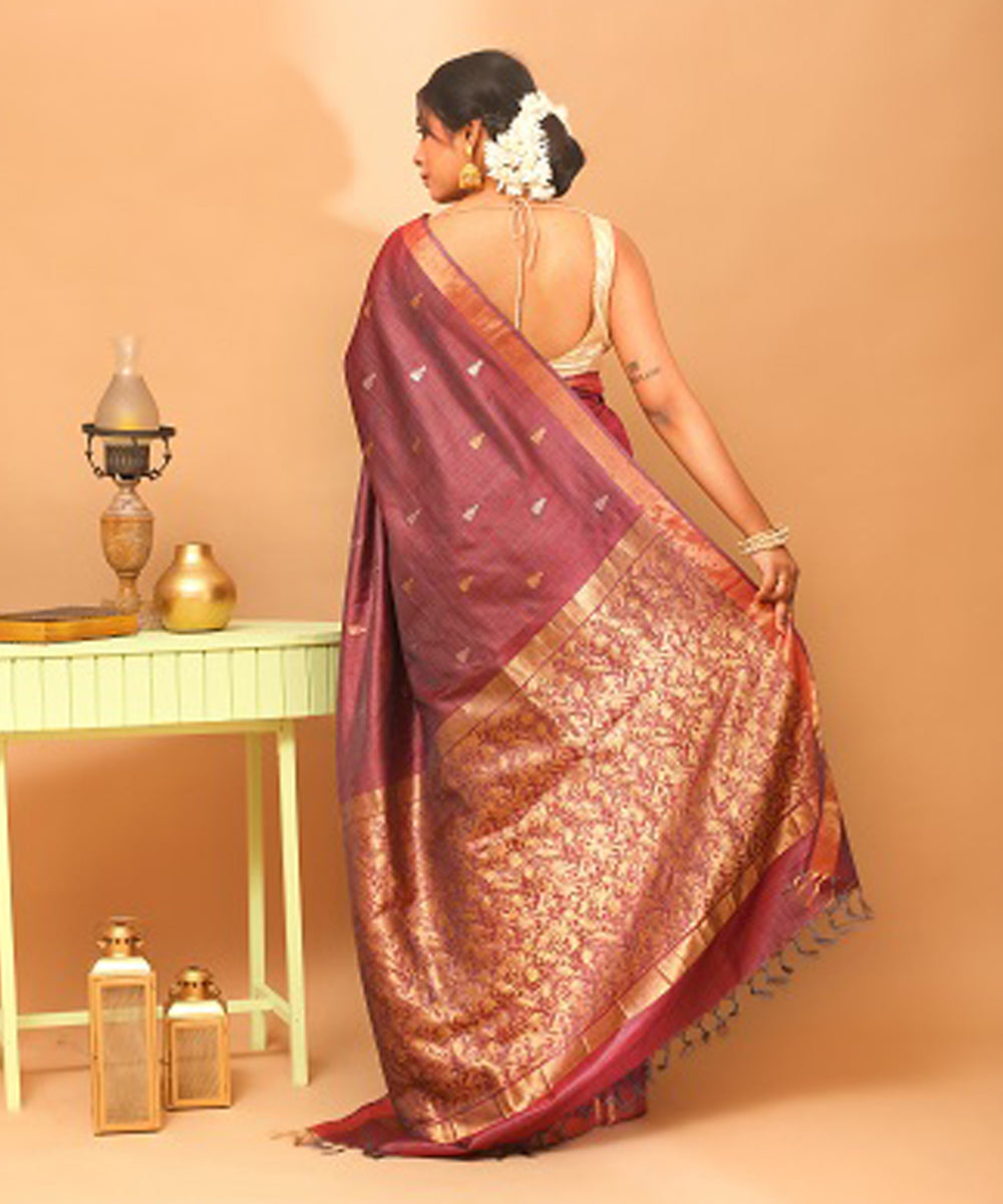 Maroon chhattisgarh handloom tussar silk jala saree