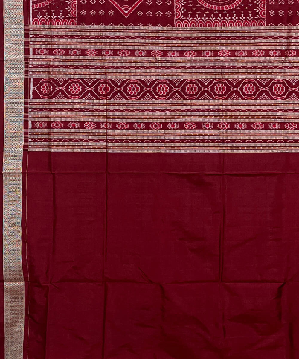 Red maroon silk handwoven sambalpuri saree