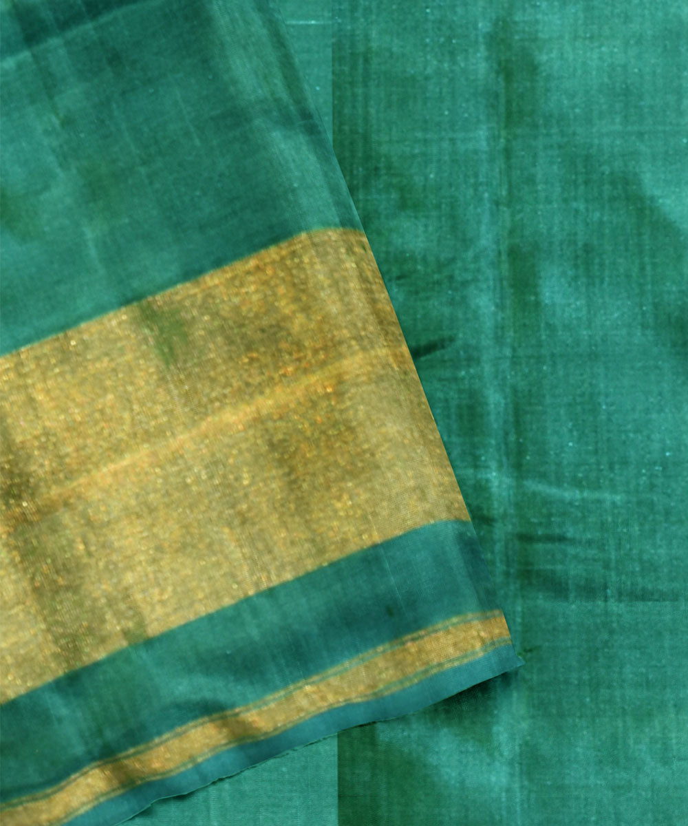 Teal green yellow silk handloom patola saree