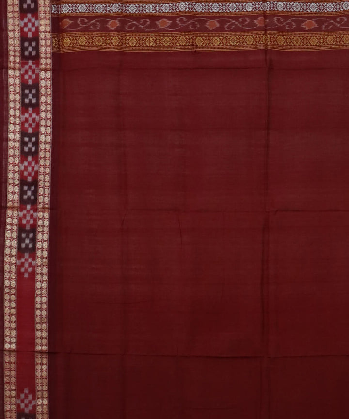 Deep lemon maroon cotton handwoven bomkai saree
