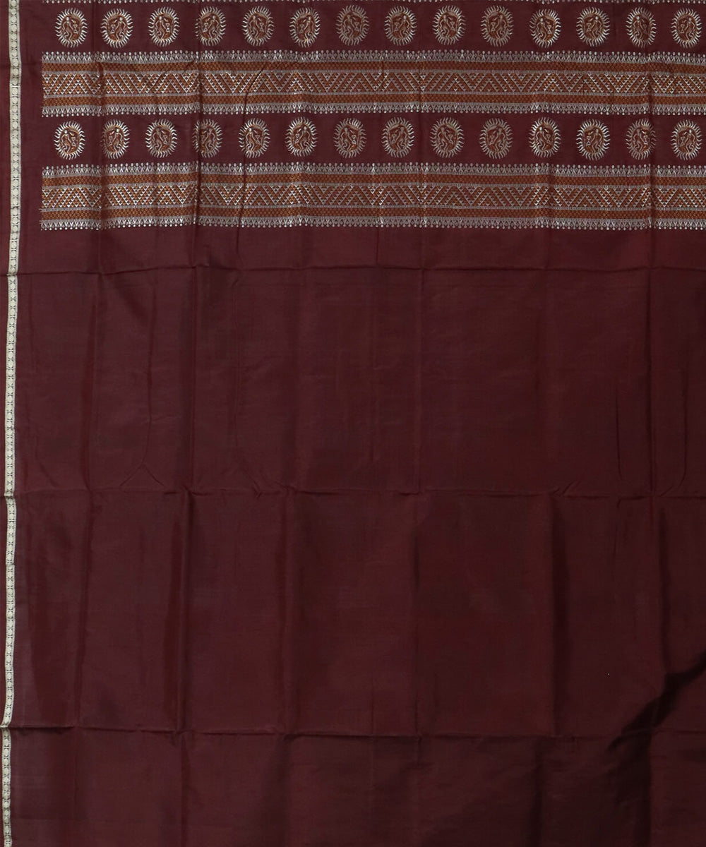 Deep lilac dark brown silk handwoven bomkai saree