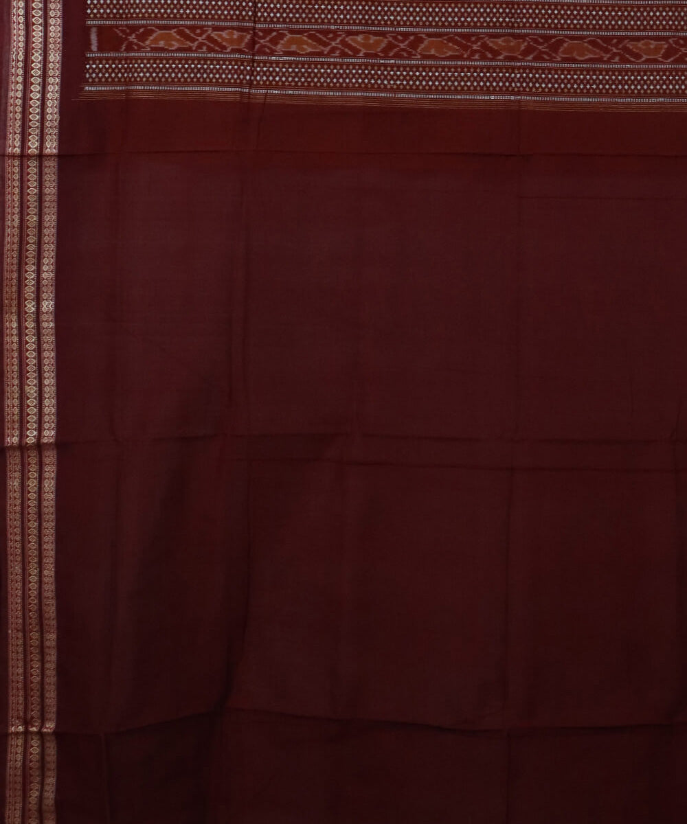 Chrome yellow dark maroon cotton handwoven bomkai saree