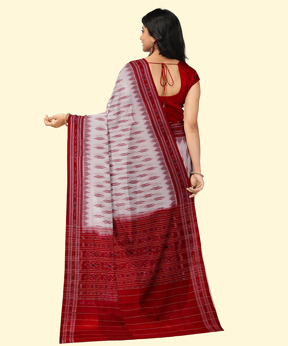 White red handwoven cotton nuapatna saree