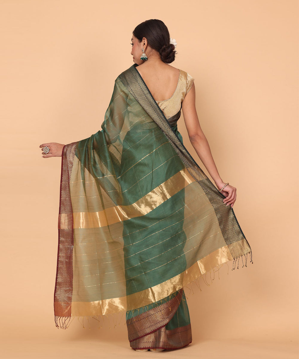 Green handloom maheshwari cotton silk saree