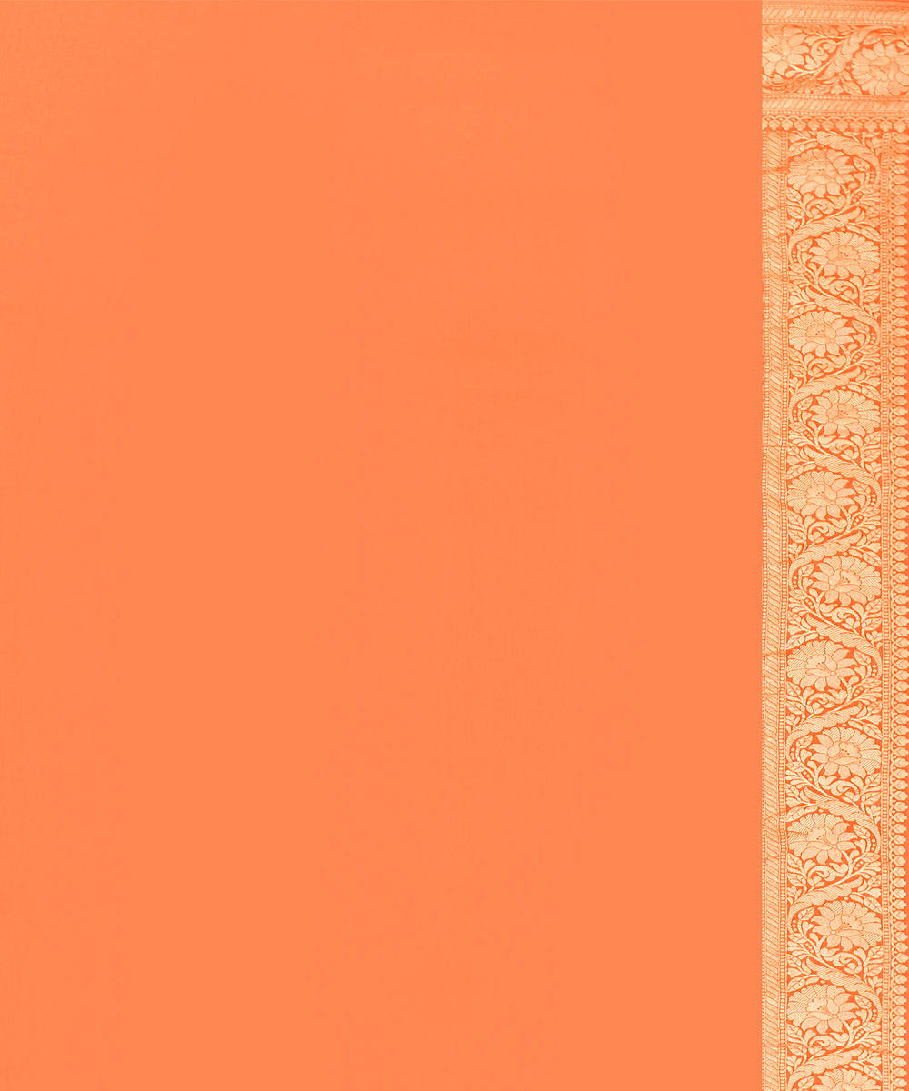 Orange silk handwoven banarasi saree