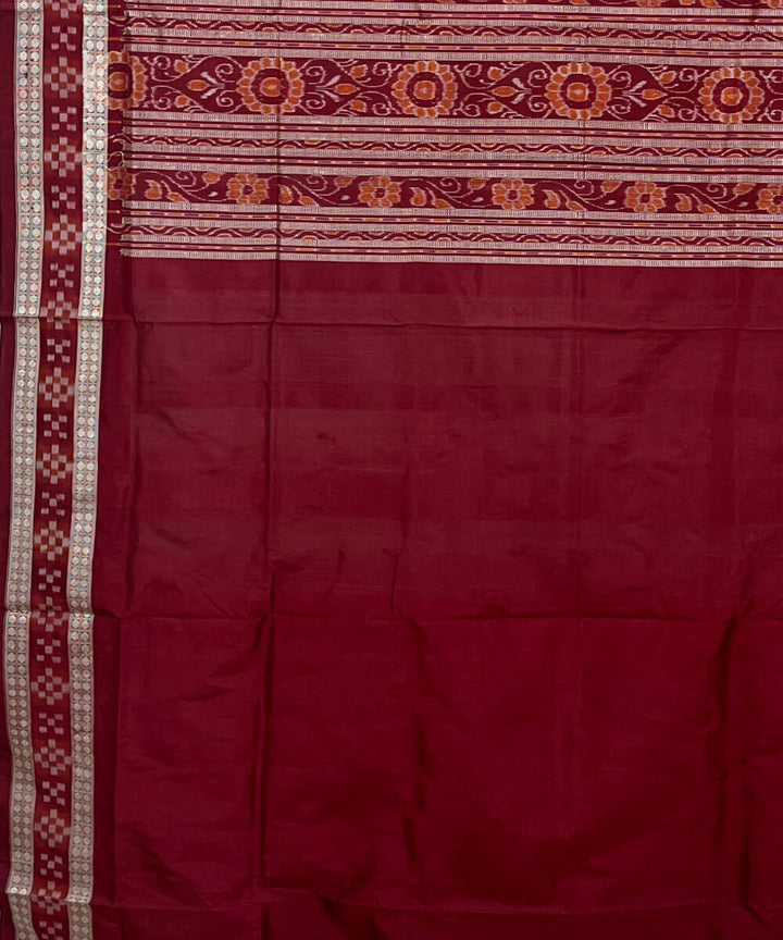 White maroon silk handwoven sambalpuri saree