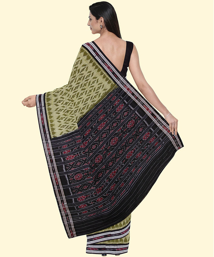 Olive green black handwoven cotton nuapatna saree