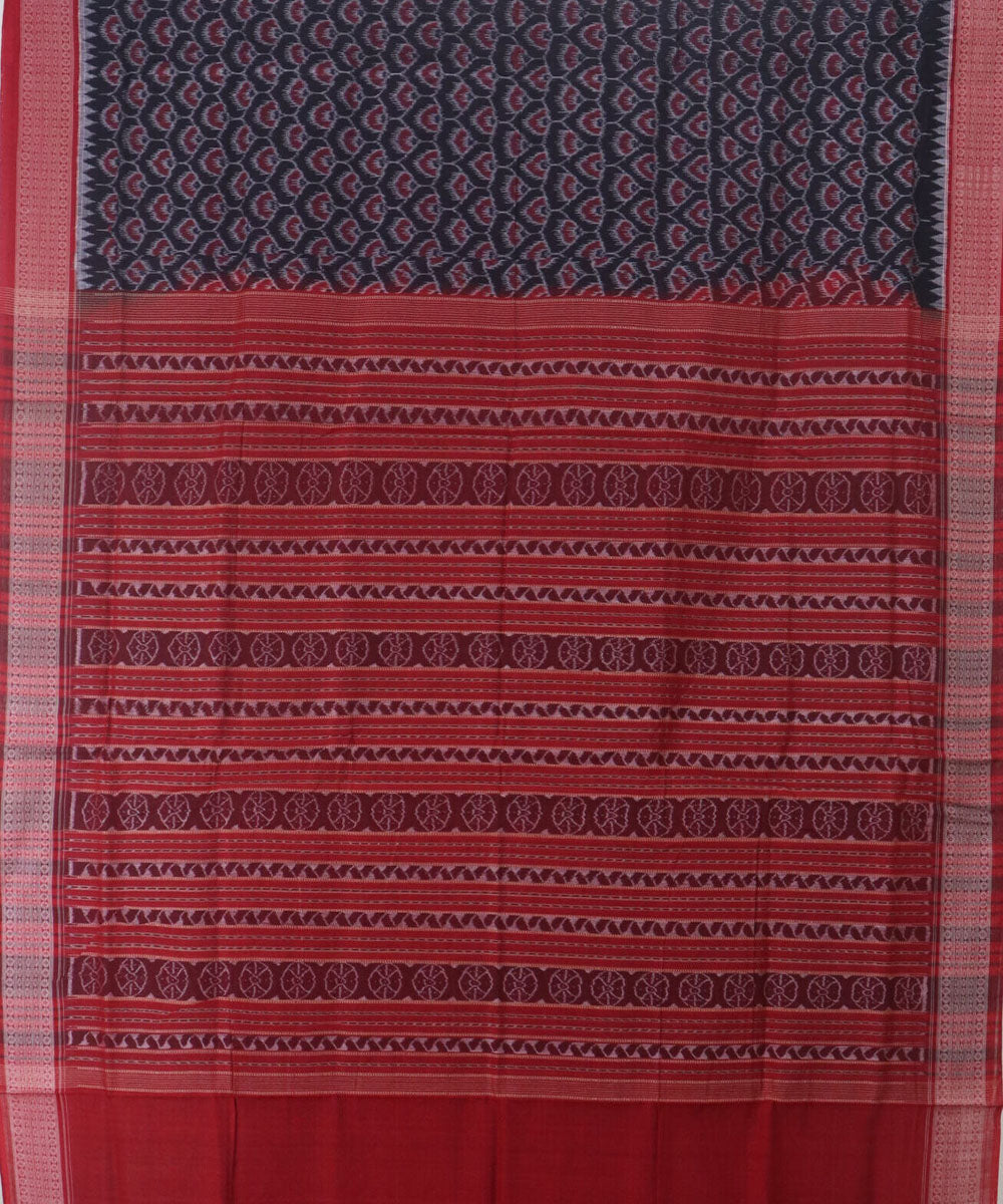 Black marron cotton handwoven sambalpuri saree