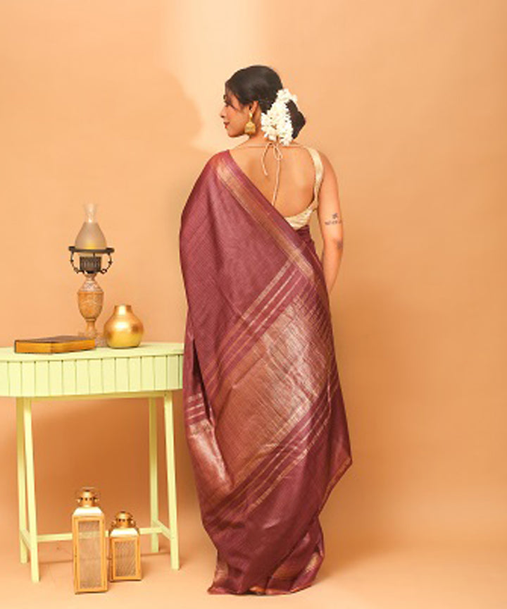Maroon chhattisgarh handloom tussar silk saree