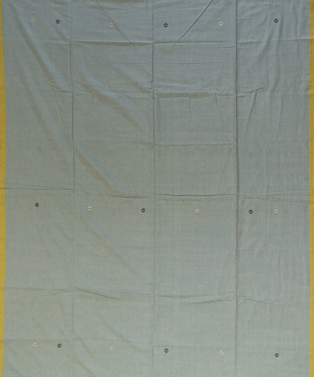 Grey yellow cotton handwoven bengal saree