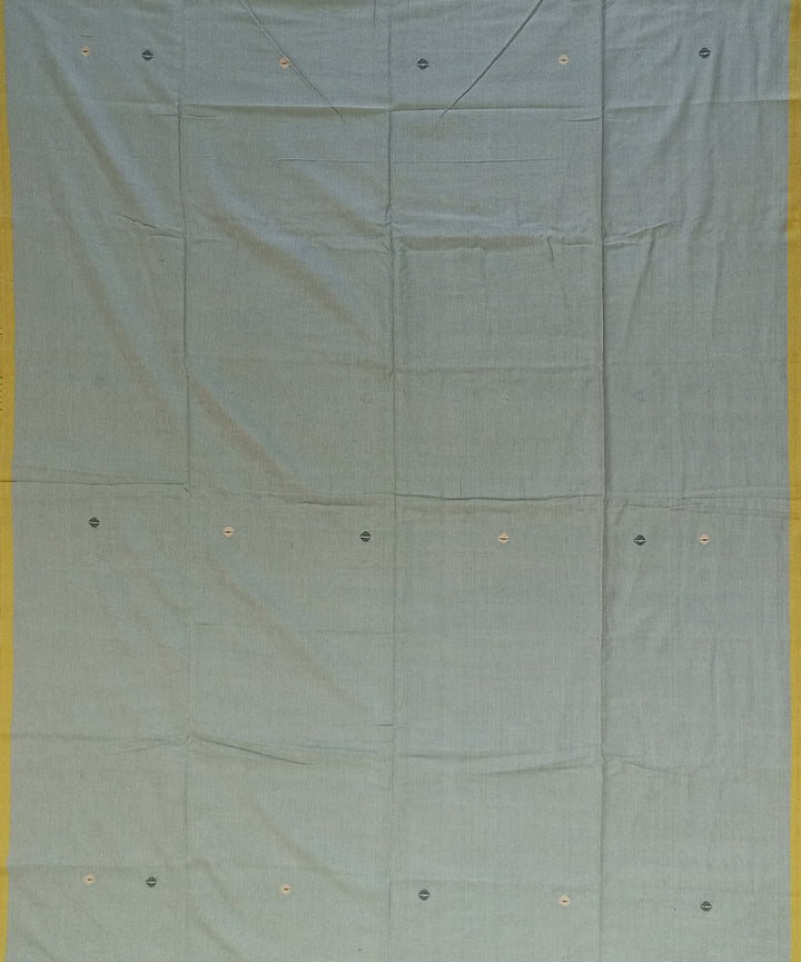 Grey yellow cotton handwoven bengal saree