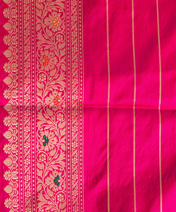 Rani pink jangla handwoven banarasi silk saree