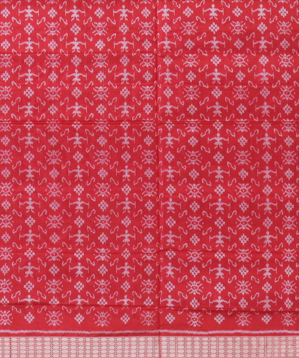 Copper red silk handwoven sambalpuri saree