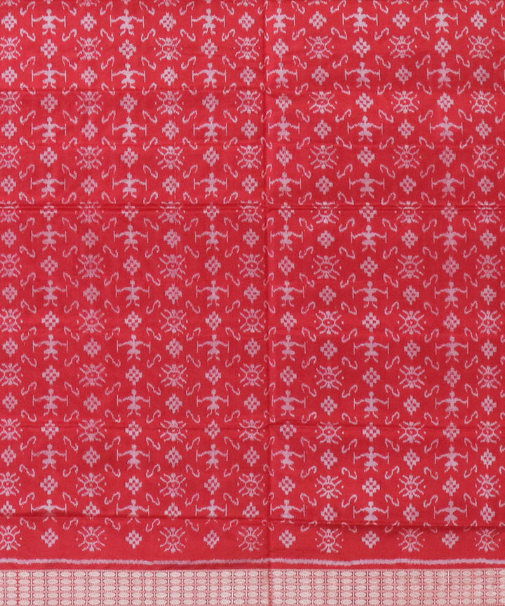 Copper red silk handwoven sambalpuri saree