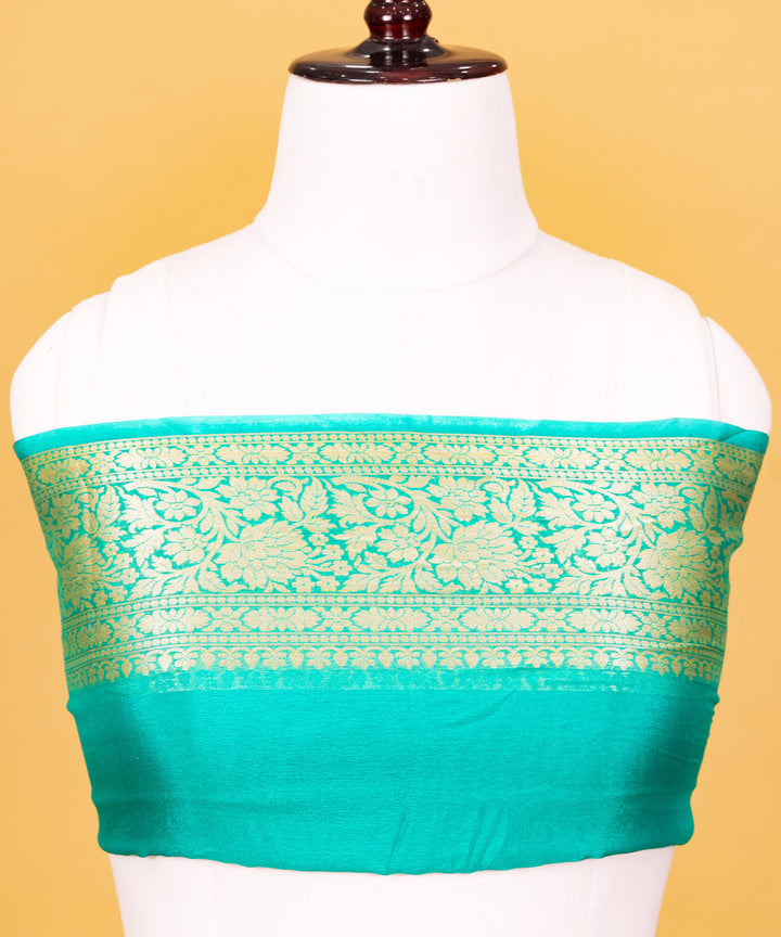 Light green diagonal stripe silk handwoven banarasi saree