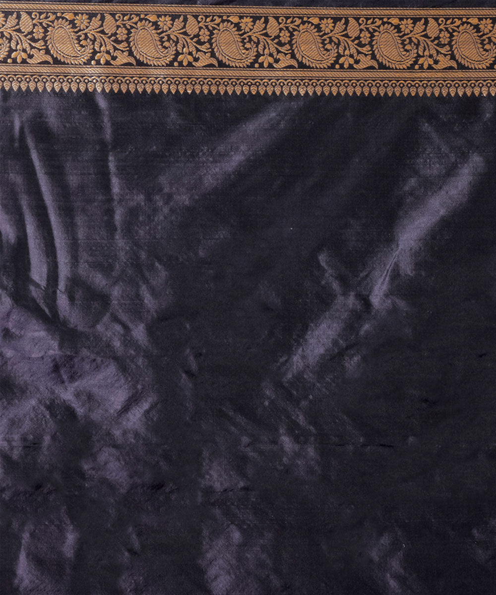 Black jangla handwoven banarasi silk saree